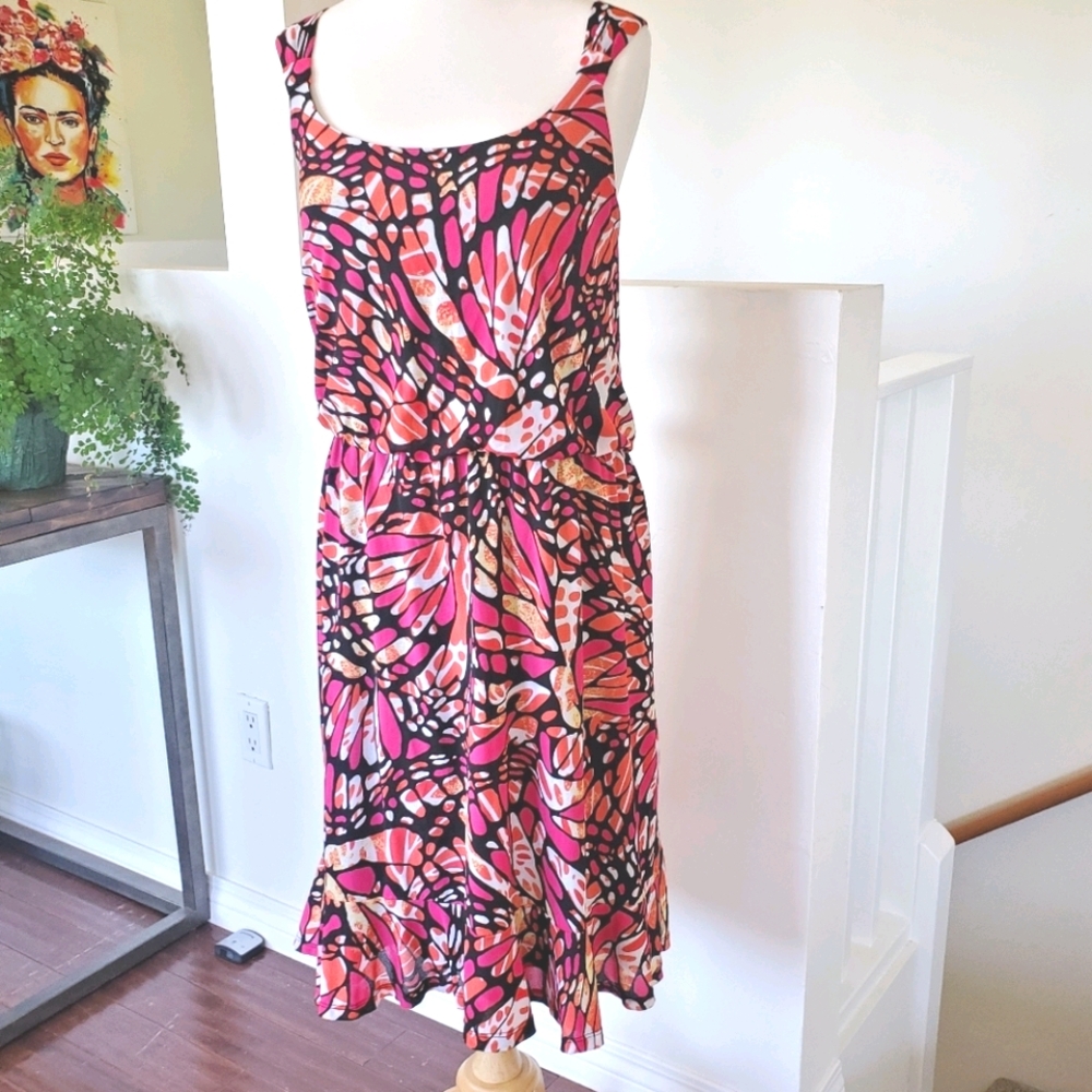 Sleeveless Pink Patterned Summer Dress